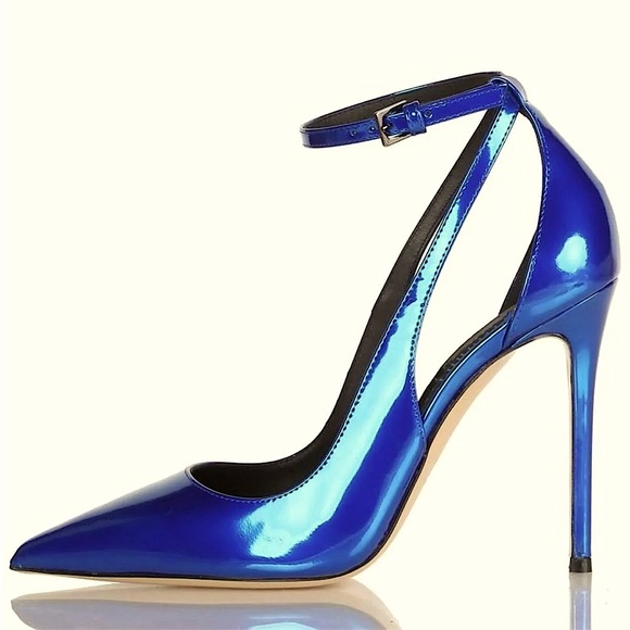 SEXY STEP Faux Patent Mary Jane Stiletto-Azure Blue-9M(SEE PHOTO) - Picture 1 of 5